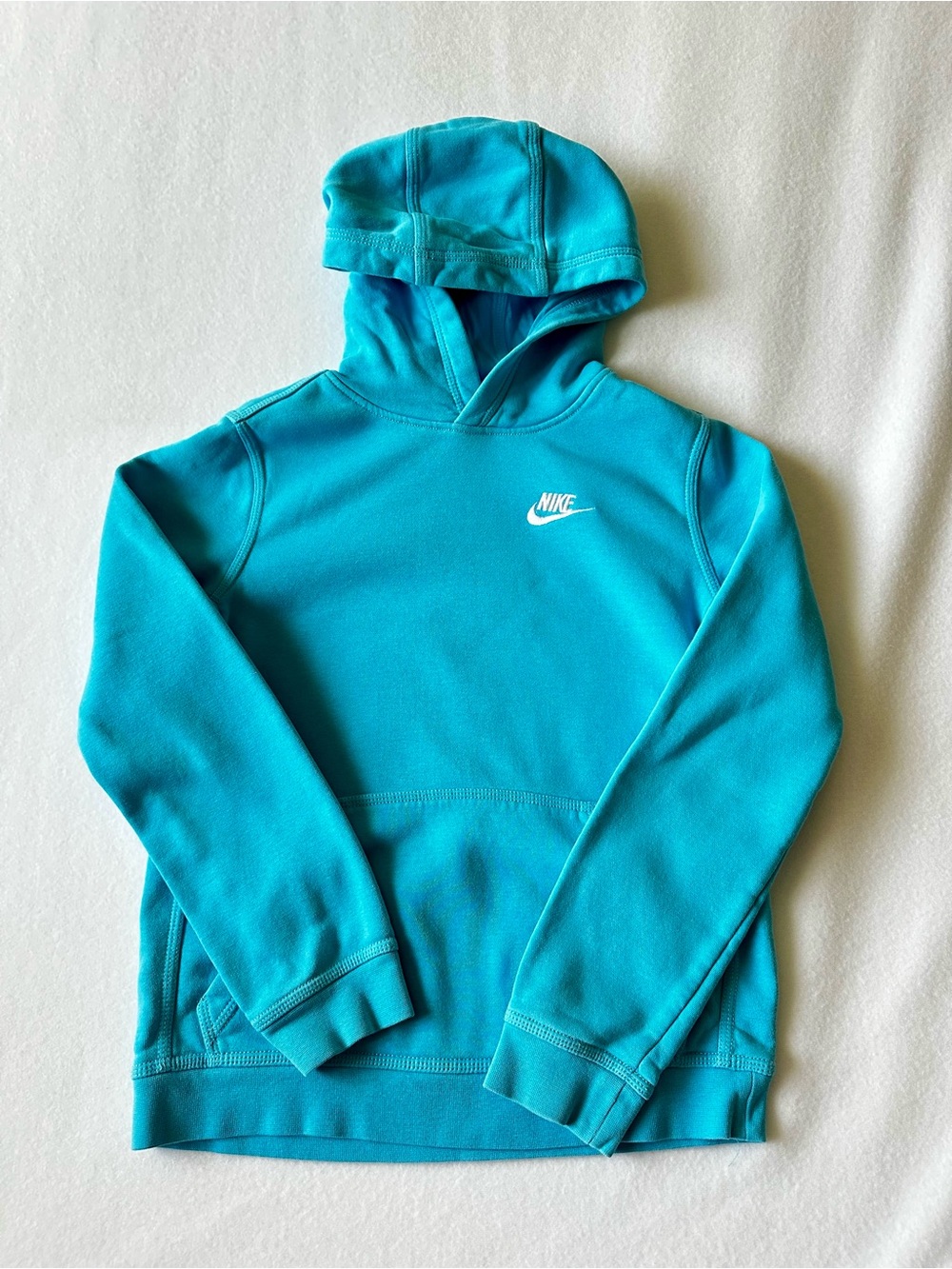 Nike Sportswear Club Fleece Hoodie Youth Large Teal Pullover Unisex